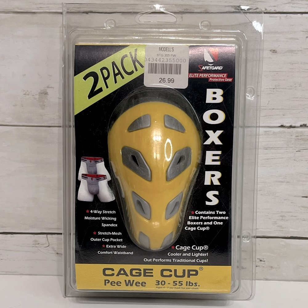 NEW 2 Pack  SafeTGard Boxers w Cage Cup Pee Wee 30-55lbs.